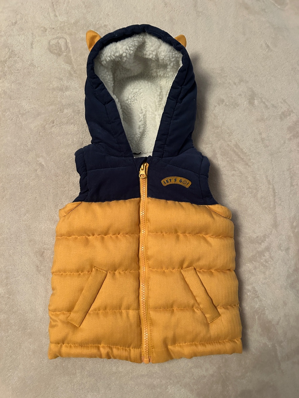 MAX Kids' Puffer Vest Hoodie - Navy & Mustard